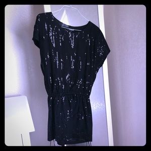 Express sequin short black dress